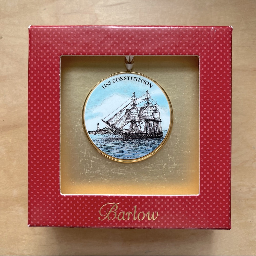 Vintage USS Constitution w/ Lighthouse Ornament